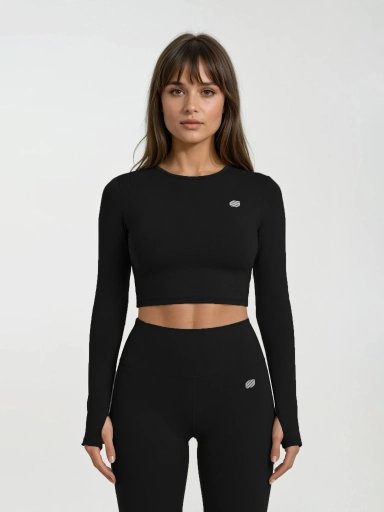 Active Long Sleeve Workout Top - Black