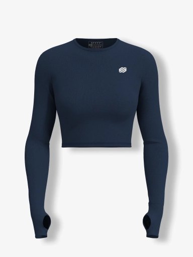 Active Long Sleeve Workout Top - Navy Blue