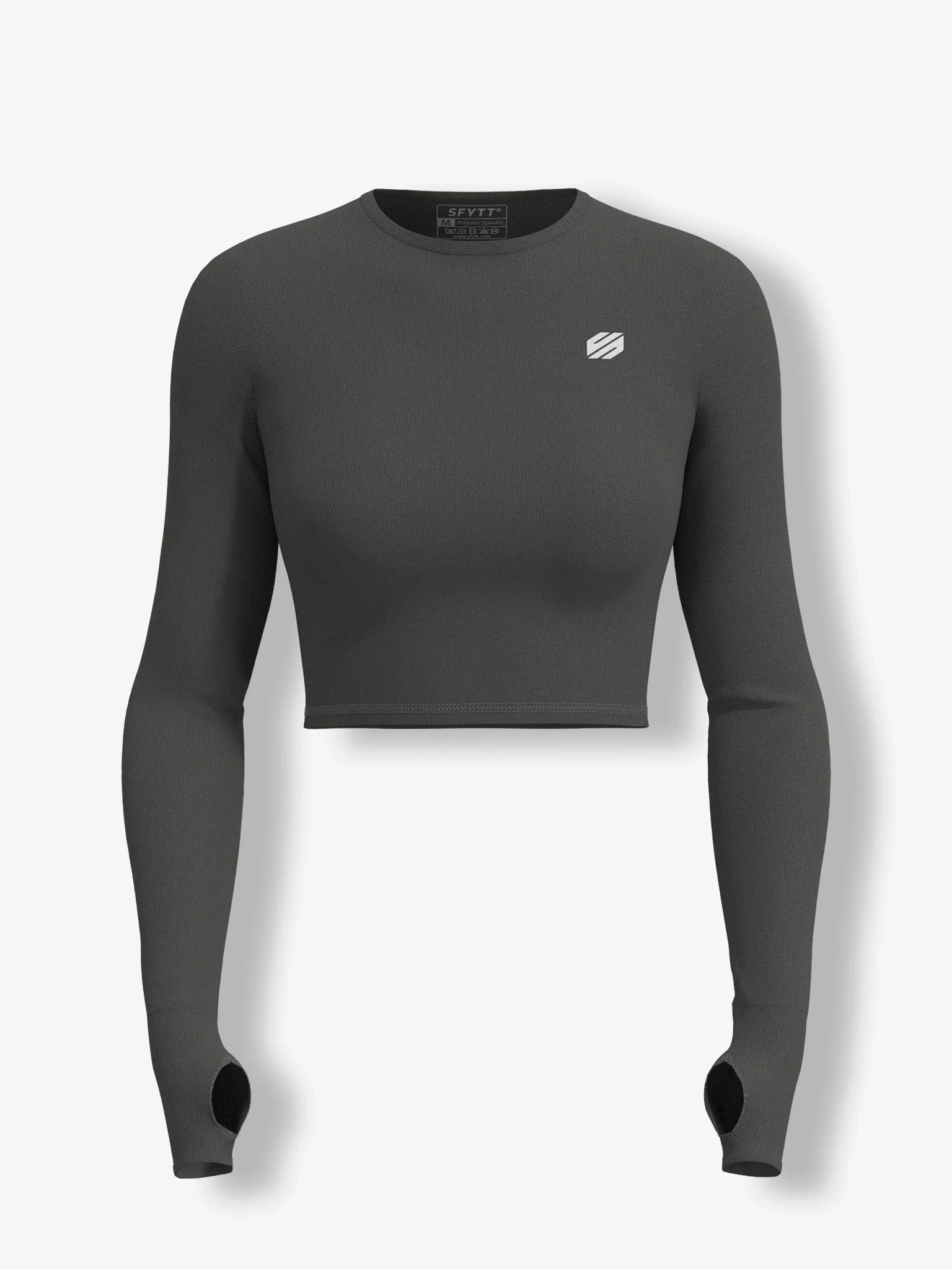 Active Long Sleeve Workout Top - Charcoal Grey