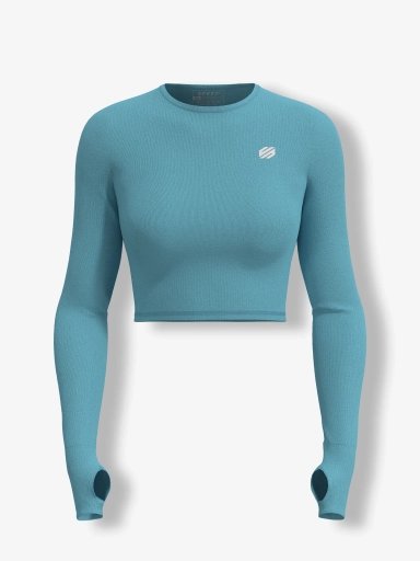 Active Long Sleeve Workout Top - Pale Aqua