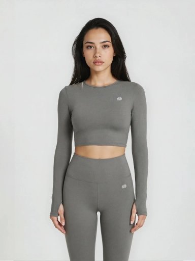 Active Long Sleeve Workout Top - Slate Grey