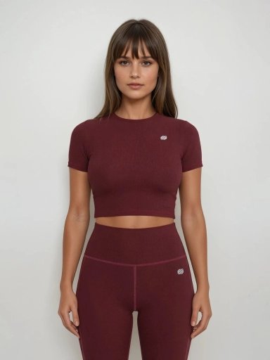 Active Short Sleeve Crop Top - Wine
