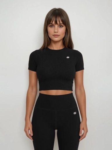 Active Short Sleeve Crop Top - Black