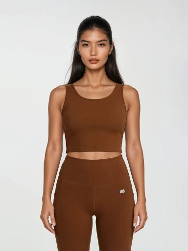 Flux Sleeveless Cropped Top - Brown
