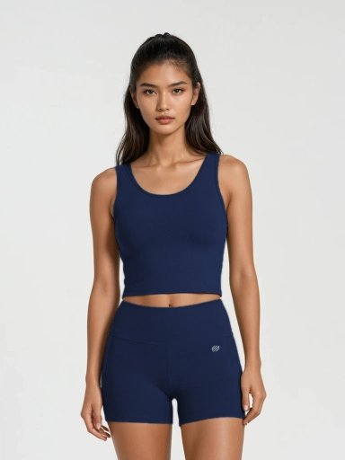 Flux Sleeveless Cropped Top - Navy Blue
